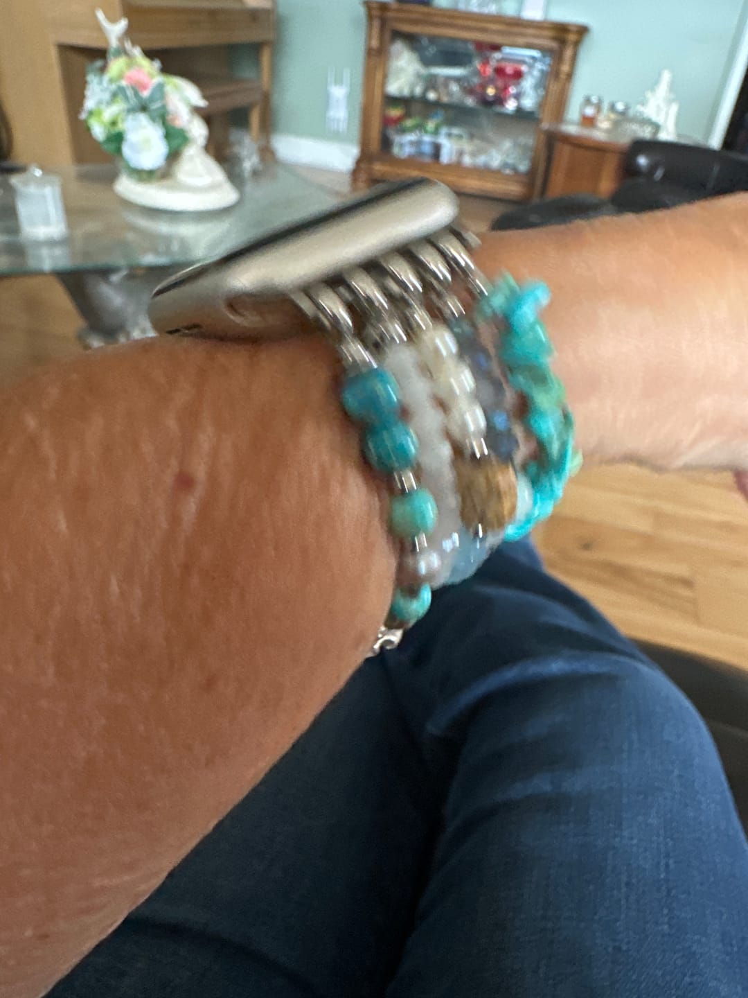 Customer photo review of Turquoise Tide Stretch Apple Watch Strap