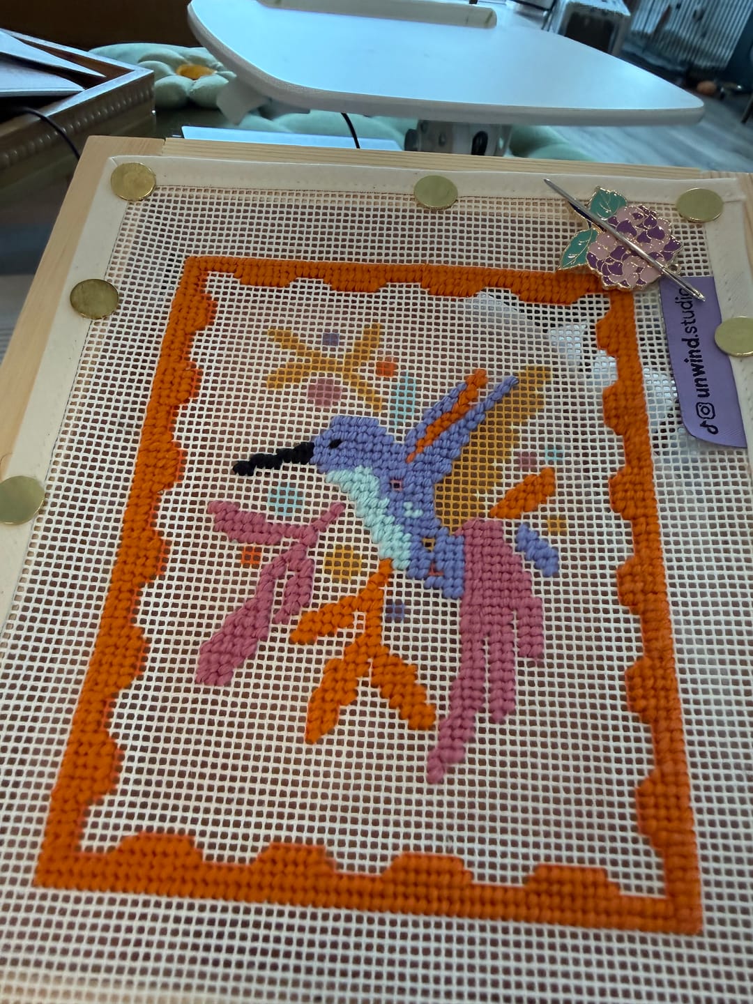 Customer photo review of Hummingbird Stamp Needlepoint Kit