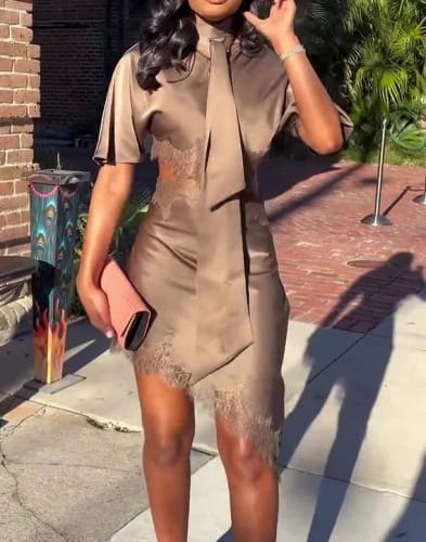 Customer photo review of Bianca Cut Out Satin Mini Dress