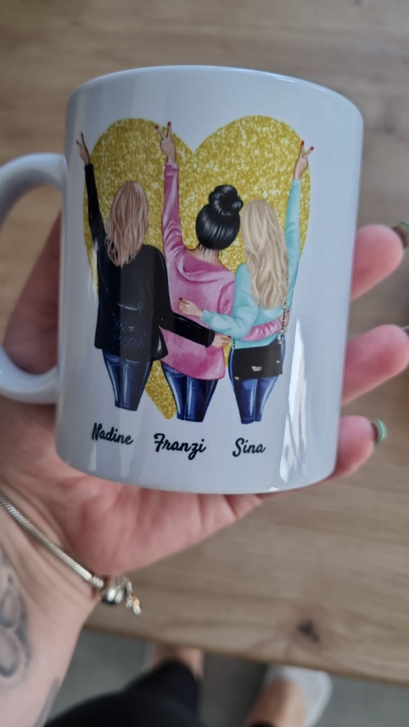 Customer photo review of Beste Kolleginnen mit Handtaschen - Personalisierte Tasse (2-3 Personen)