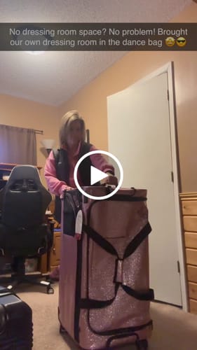 Customer video review of Glam'r Gear Mobile Changing Station™ Dance Duffel Bag with Built-In uHide® Rack