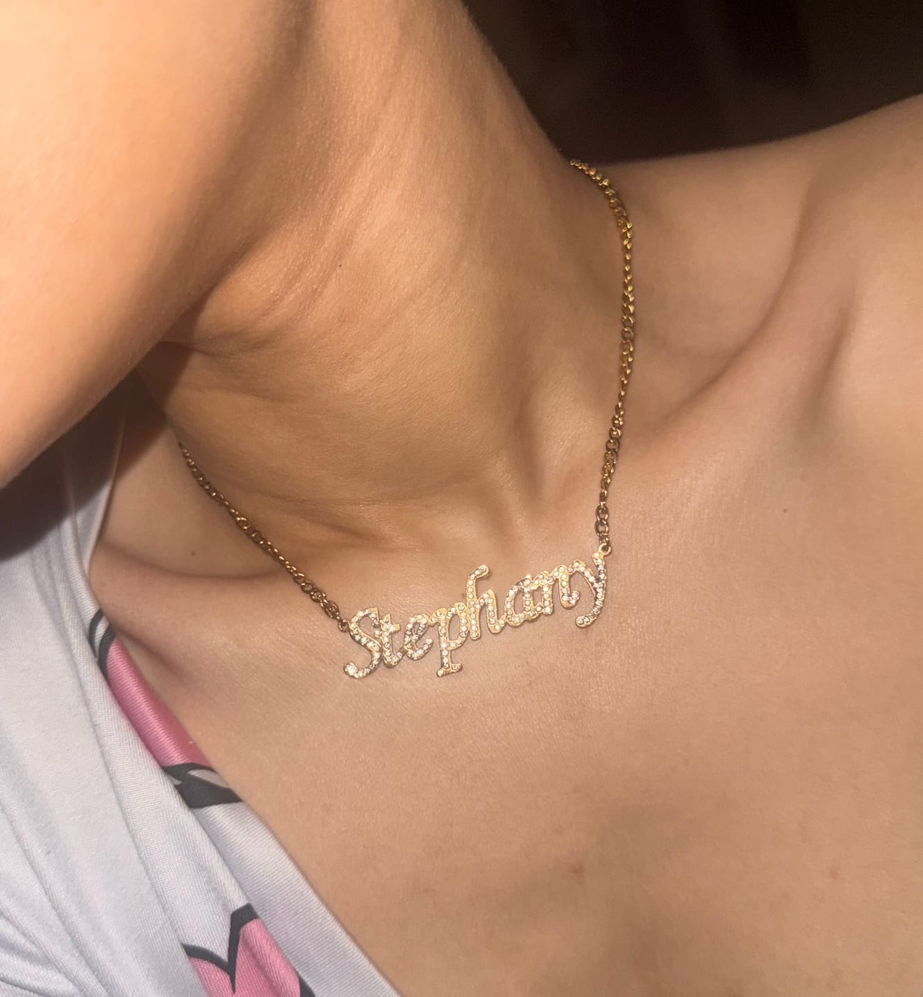 Customer photo review of Iced Name Necklace w/ Cuban Chain