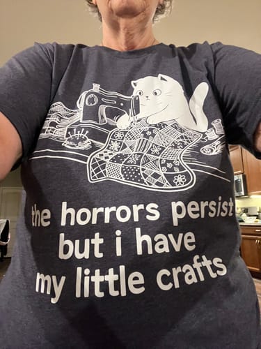 Customer photo review of Little Crafts vs. The World T-shirt