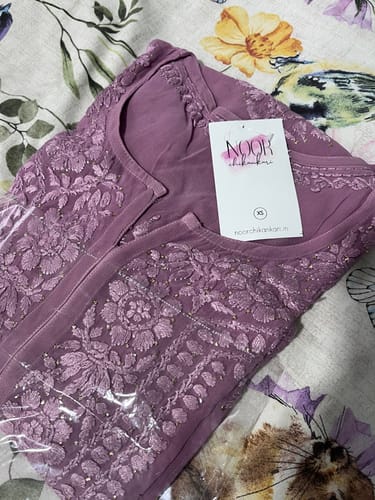 Customer photo review of Hoor Dusty Purple Viscose Georgette Kurta