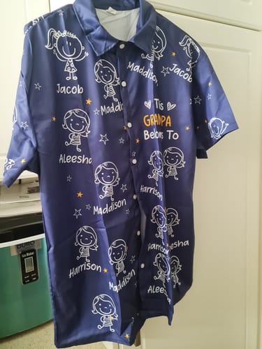 Customer photo review of Personalized Hawaiian Shirt- This Grandpa Belongs To Doodle