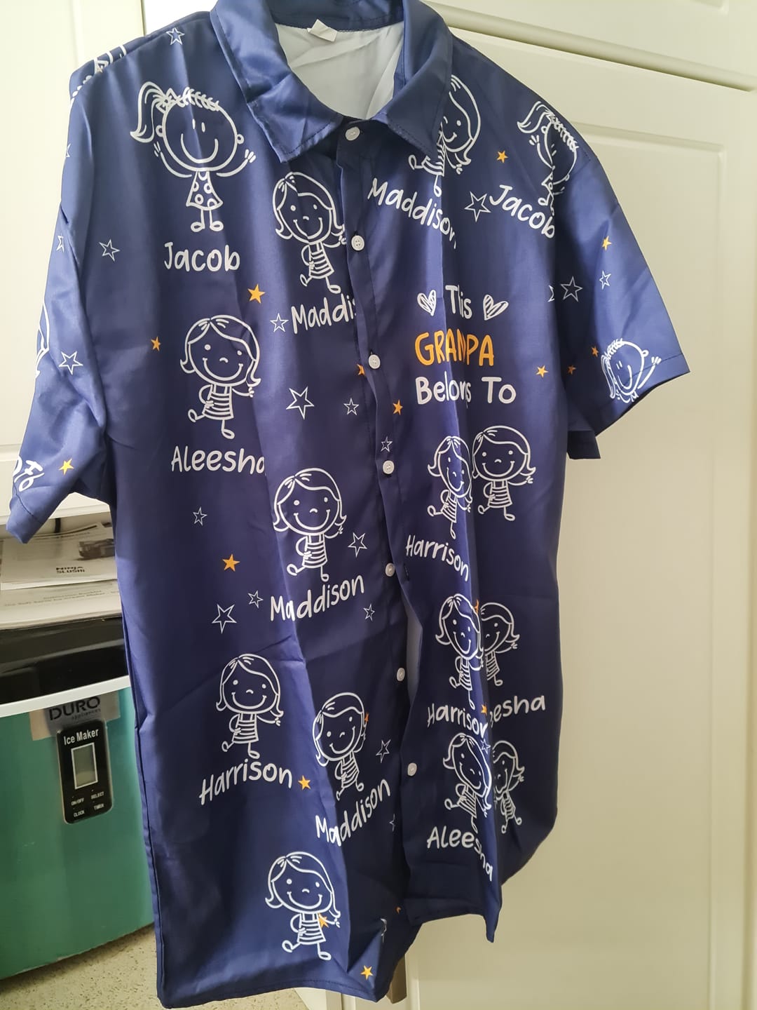 Customer photo review of Personalized Hawaiian Shirt- This Grandpa Belongs To Doodle