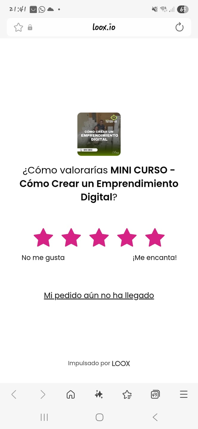 Customer photo review of MINI CURSO - Cómo Crear un Emprendimiento Digital