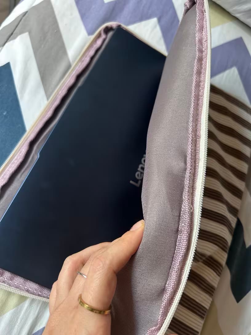 Customer photo review of Striped Padded Laptop Sleeve