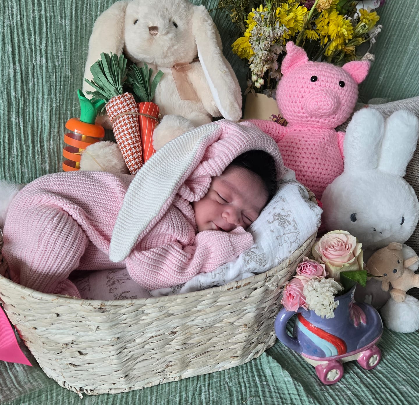 Customer photo review of Bunny Knit Jumpsuit - Powder Pink