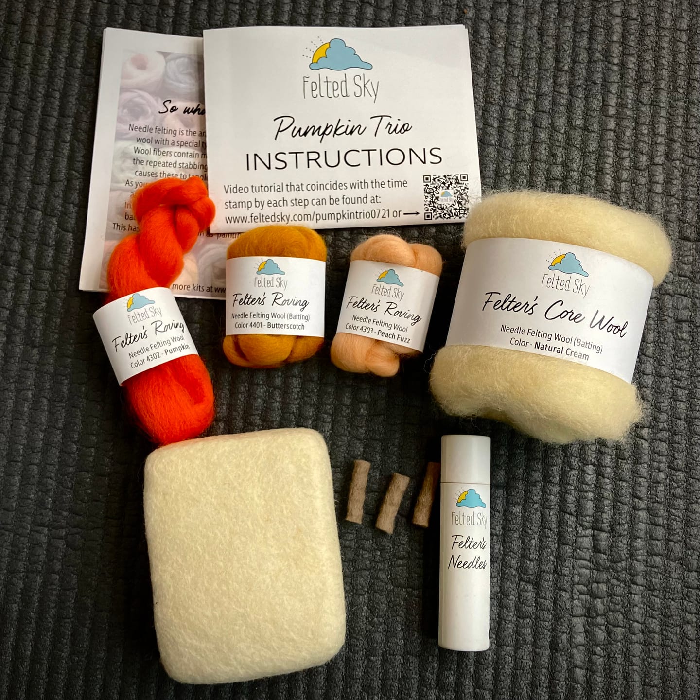 Customer photo review of Pumpkin Trio Mini Needle Felting Kit