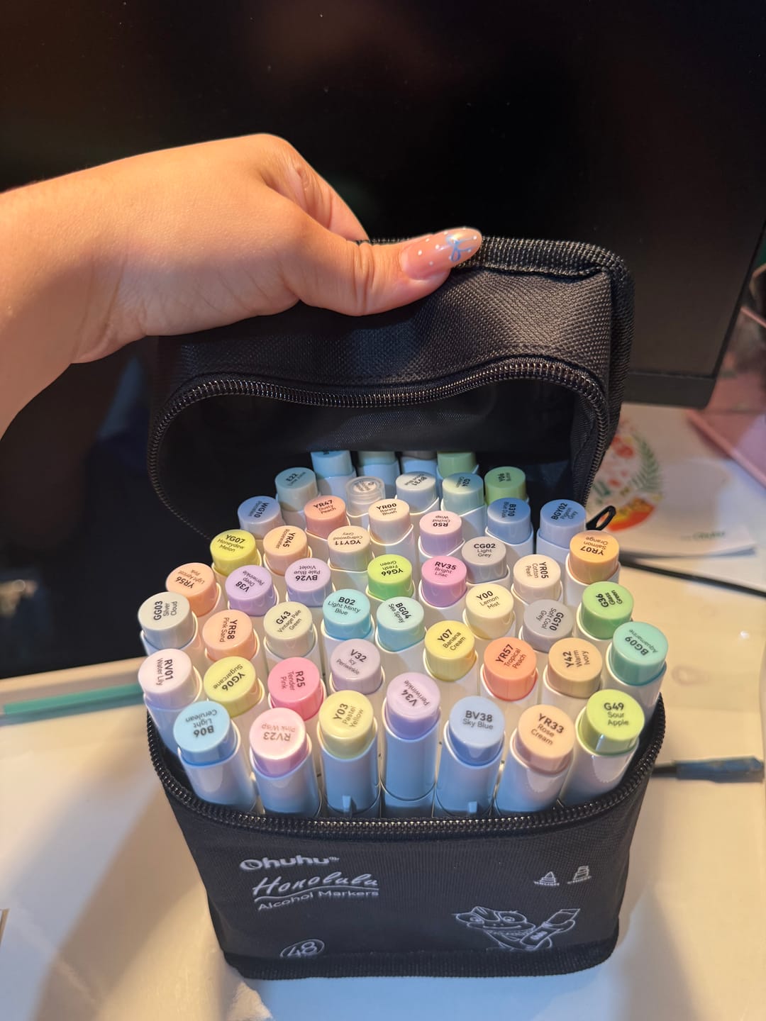 Customer photo review of Ohuhu Honolulu New 48 Pastel Colors Dual Tips Alcohol Art Markers - Blossoming