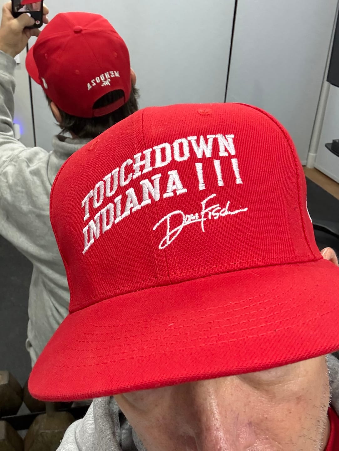 Customer photo review of Custom Red 3D Puff Embroidery Flat Embroidery Casual Sport Baseball Cap