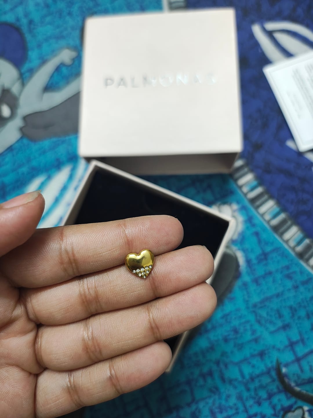 Customer photo review of Stone-studded Heart Earrings