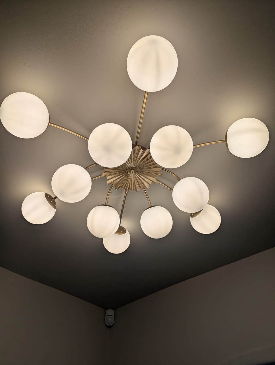 Customer photo review of 12-Light Opal Glass Sputnik Semi Flush Chandelier