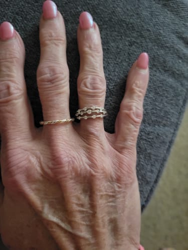 Customer photo review of Triple Strand Band Tension Set Moissanite Wedding Band Ring