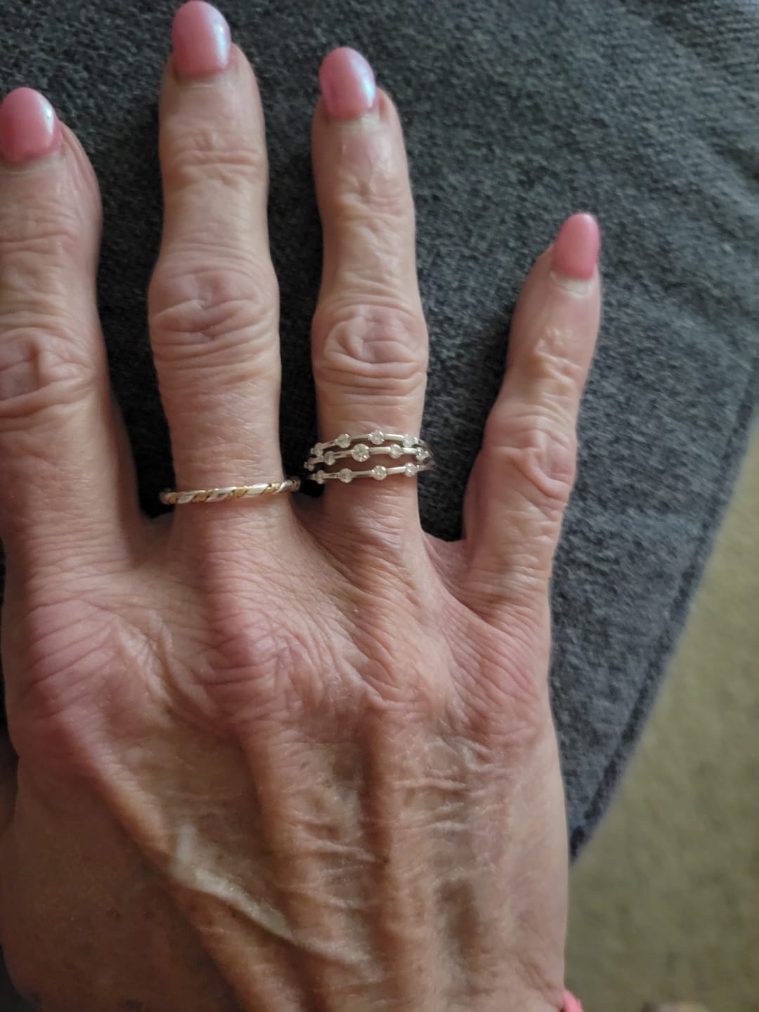 Customer photo review of Triple Strand Band Tension Set Moissanite Wedding Band Ring