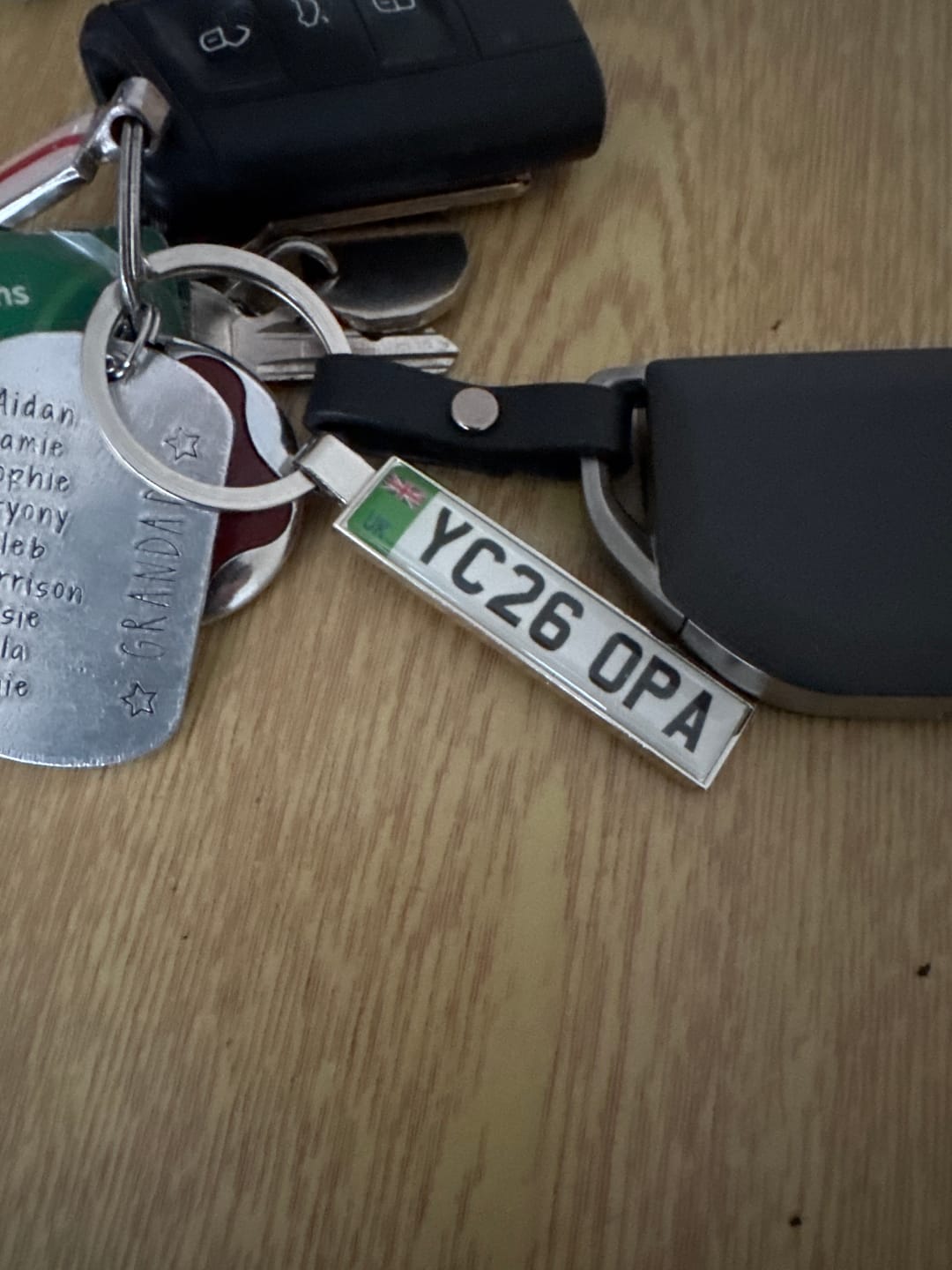 Customer photo review of Personalised Metal Number Plate Keyring