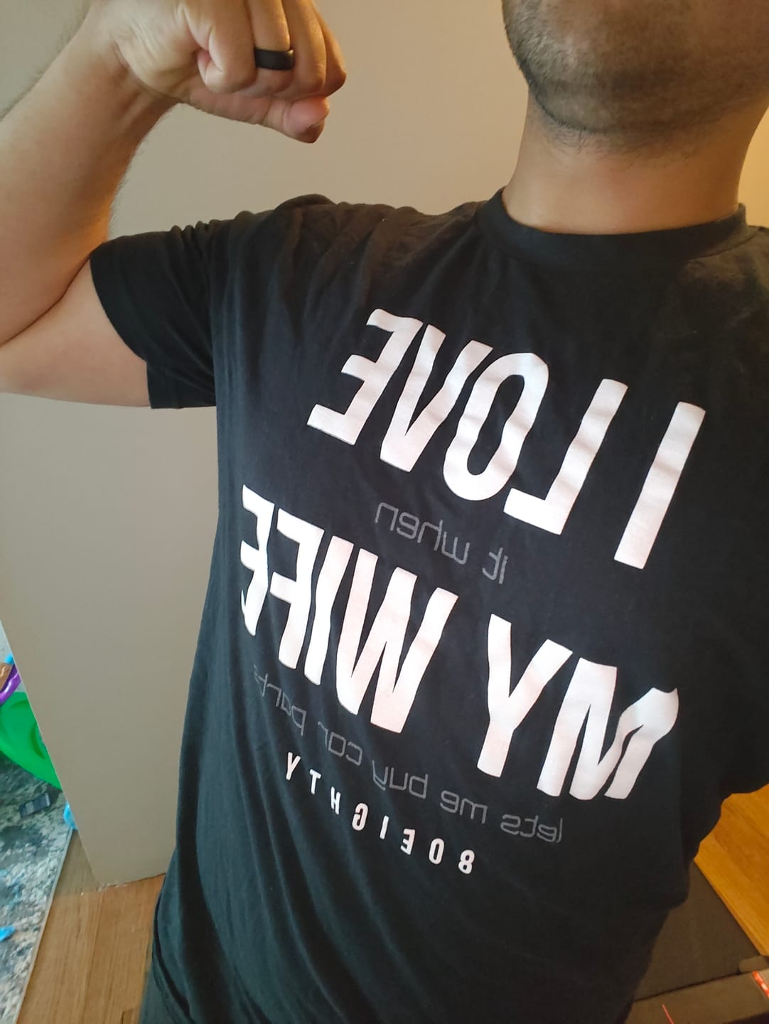 Customer photo review of 80Eighty® Love My Wife Shirt