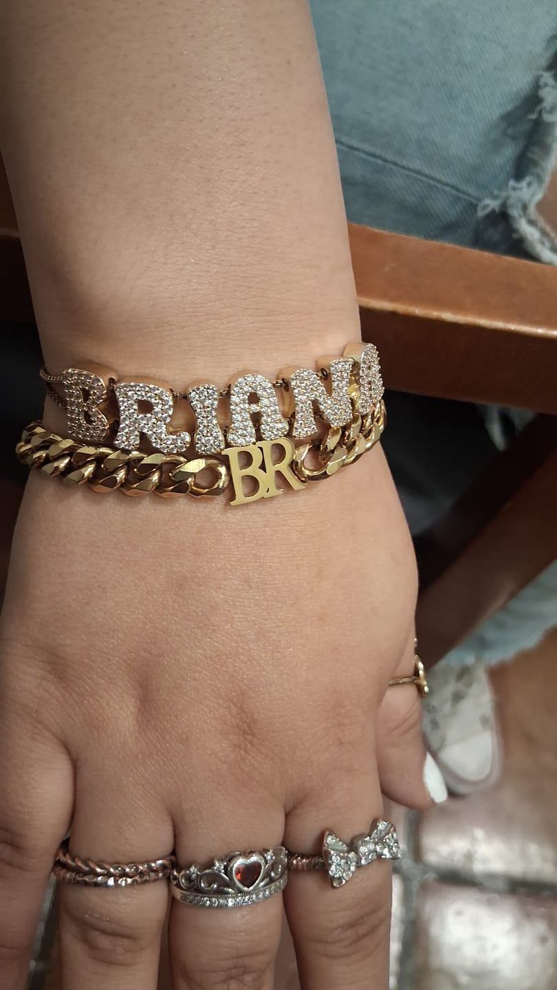 Customer photo review of Initials Bracelet w/ XL Cuban Chain
