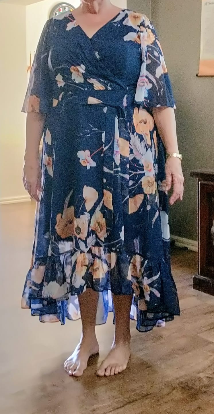 Customer photo review of Lolita Floral Navy Evening Dress