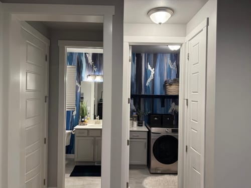 Customer photo review of "Navy Haze" VIvian Ferne Wallpaper Wall Mural