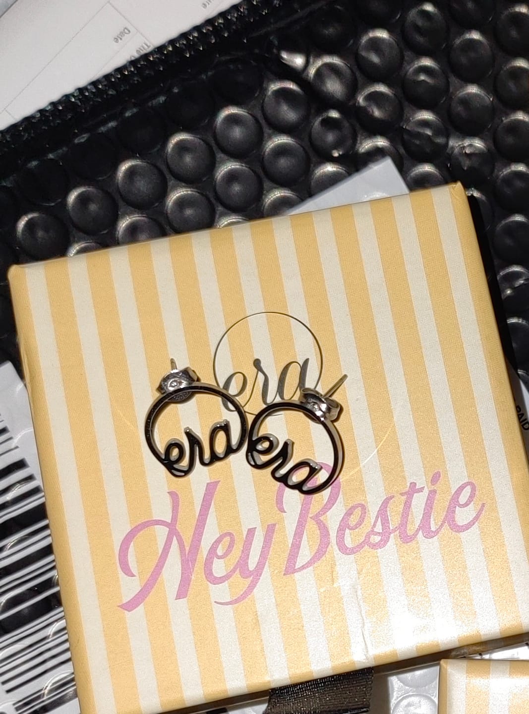 Customer photo review of Silver Era Logo Studs