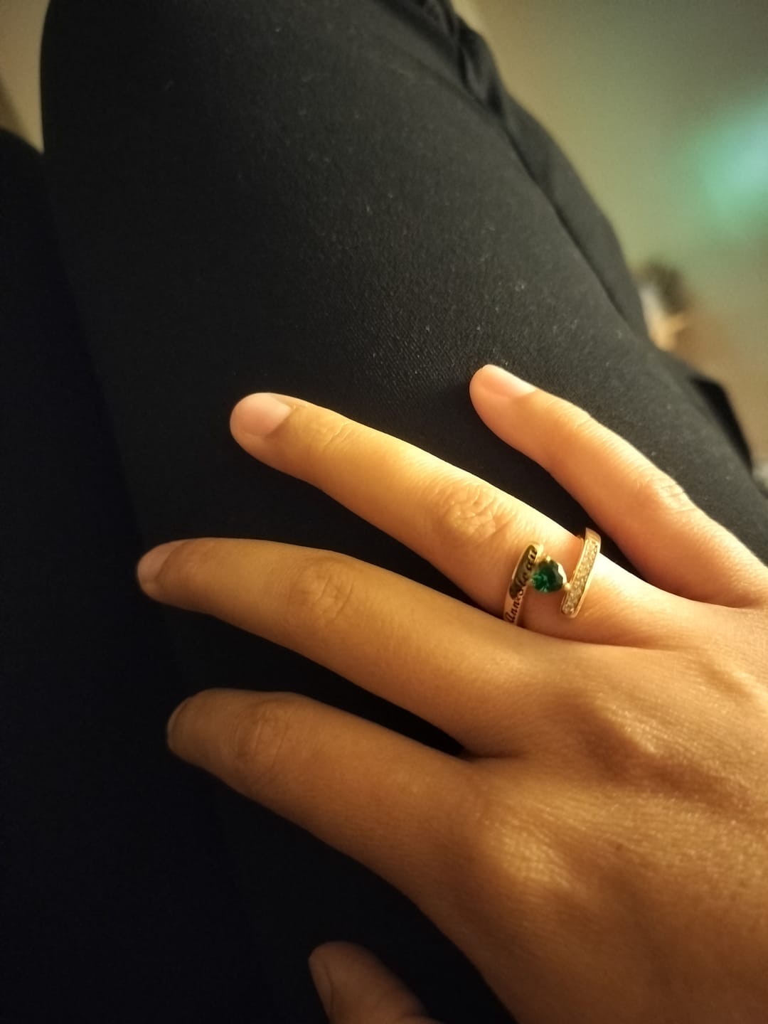 Customer photo review of Engraved Birthstone Ring