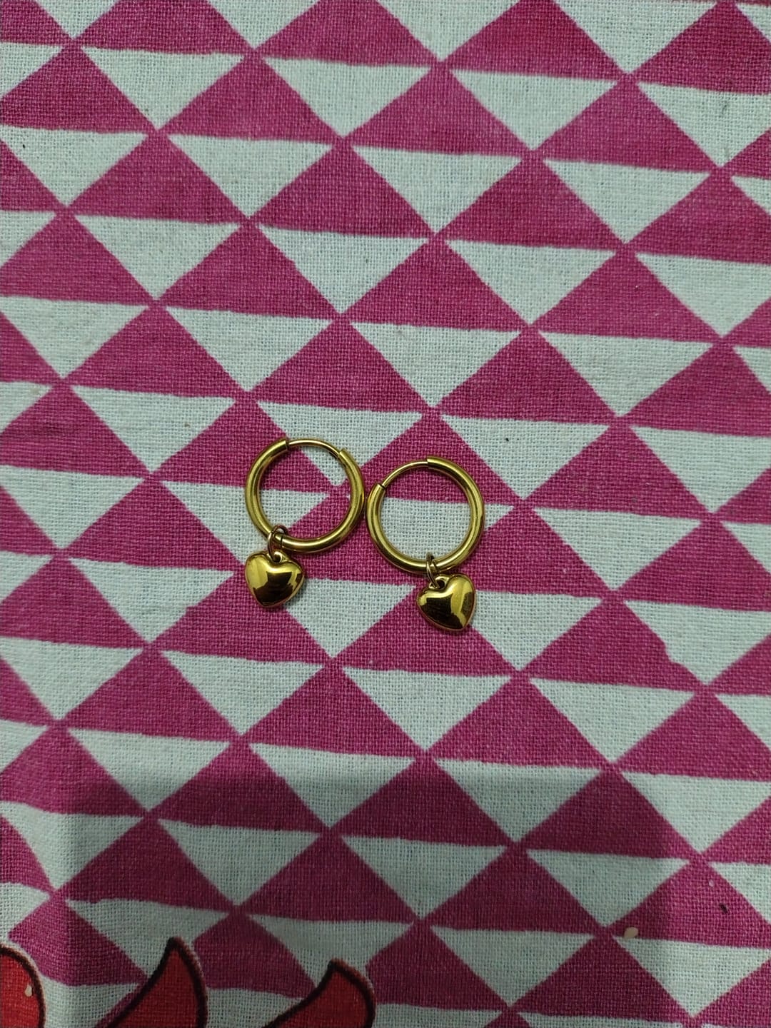 Customer photo review of Small Heart Hoop Earrings