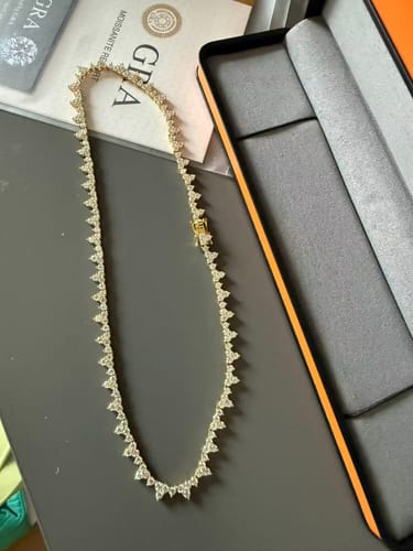 Customer photo review of S925 Trio Moissanite Layering Tennis Chain Necklace in 14K Gold