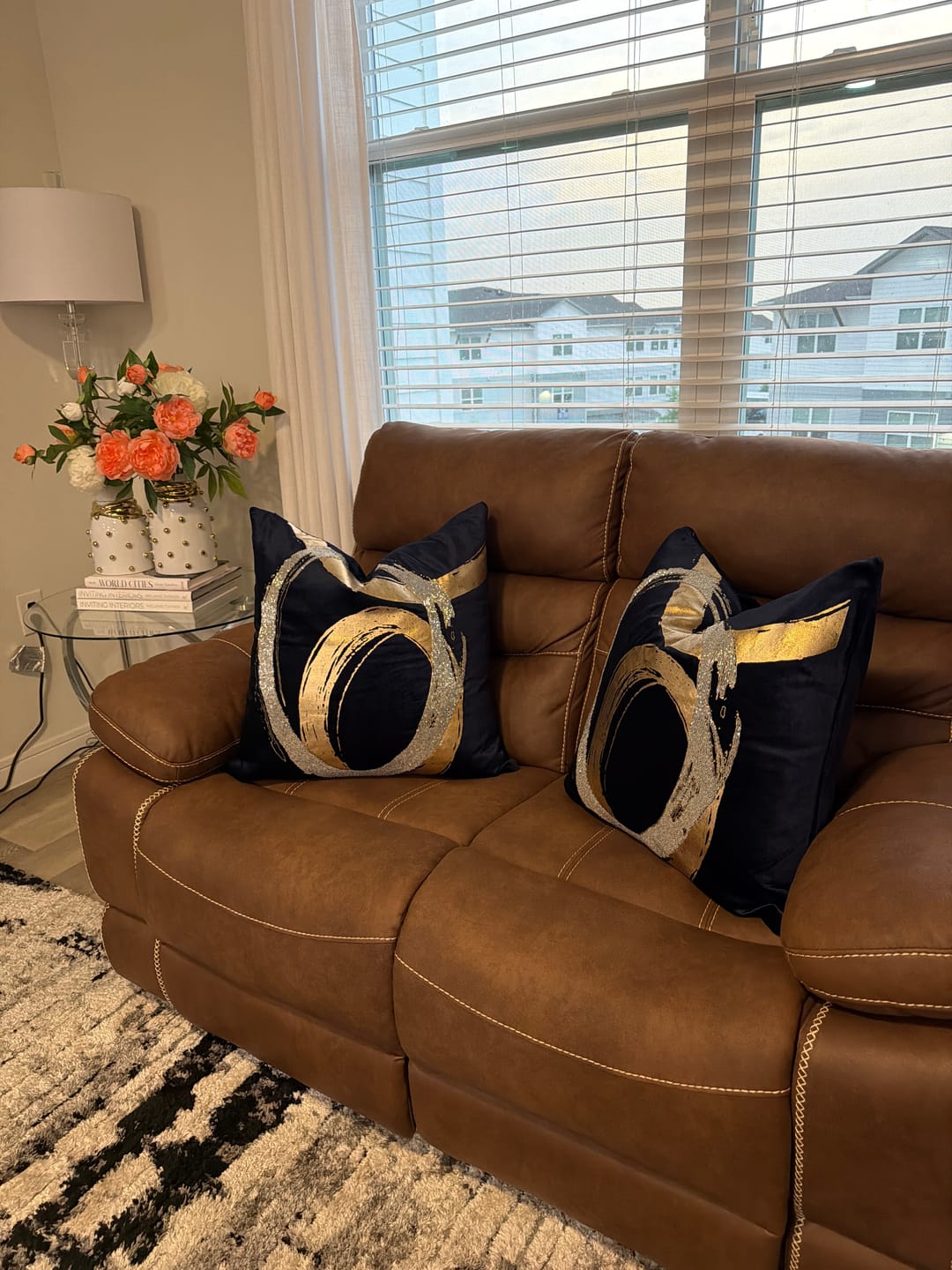 Customer photo review of Silver Foil Navy Blue pillow