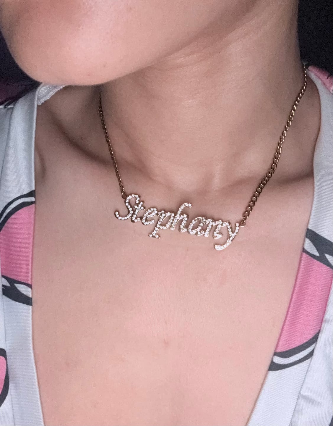 Customer photo review of Iced Name Necklace w/ Cuban Chain