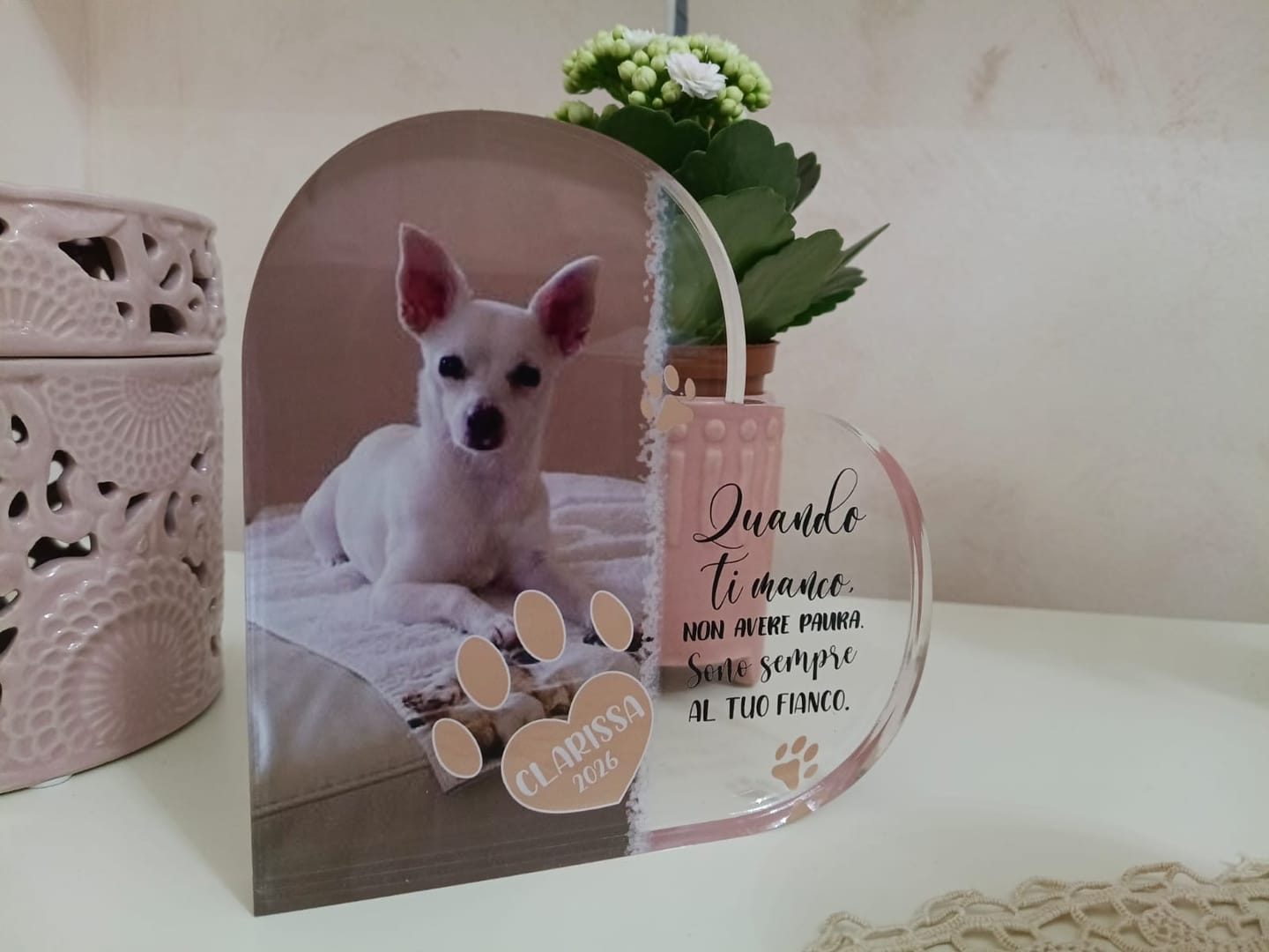 Customer photo review of Quando ti manco - Cuore in vetro personalizzato
