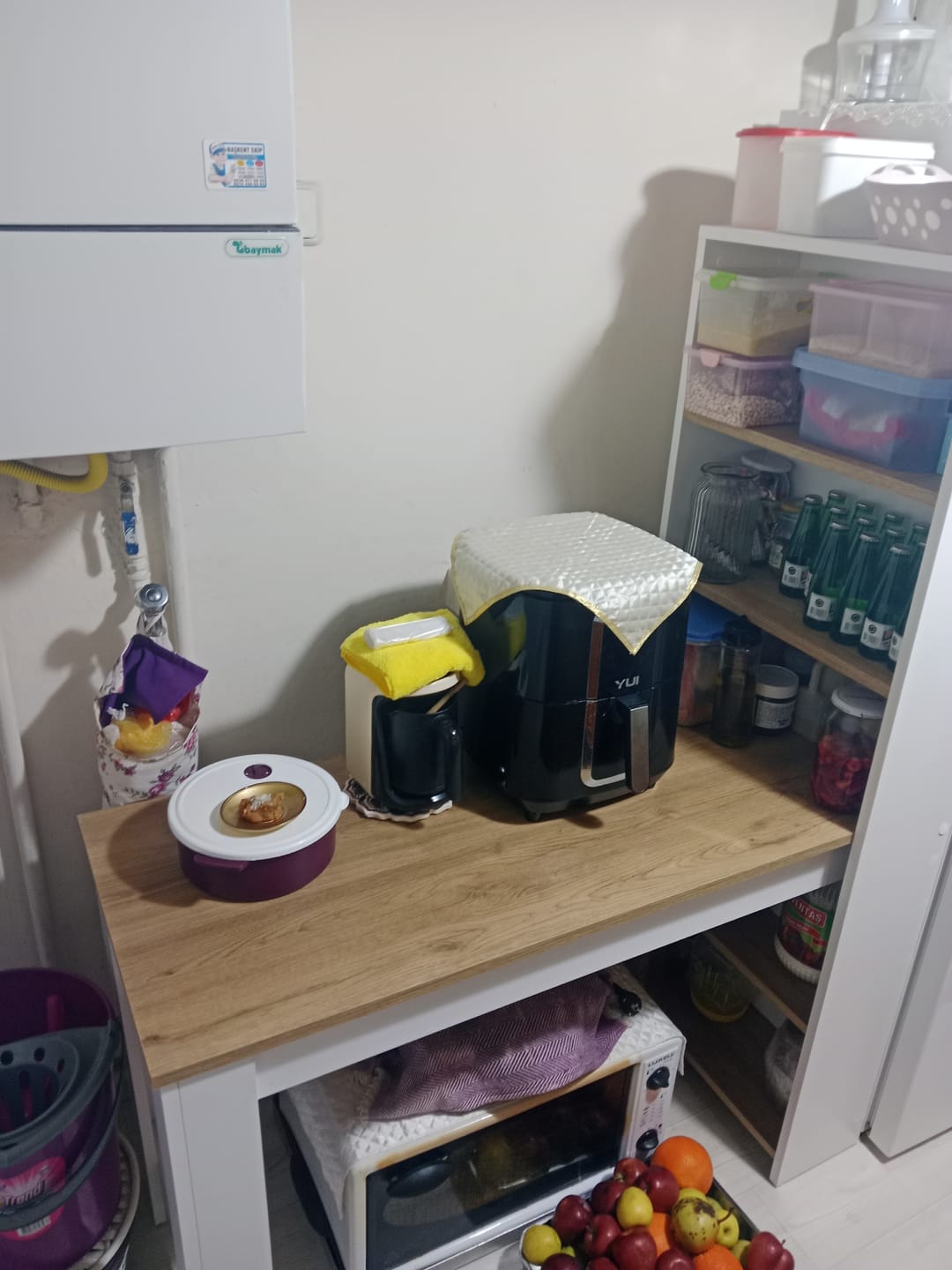 Customer photo review of Rani JA102 Masa Raflı Dekoratif Mutfak Yemek Masası Sepet Ceviz - Beyaz