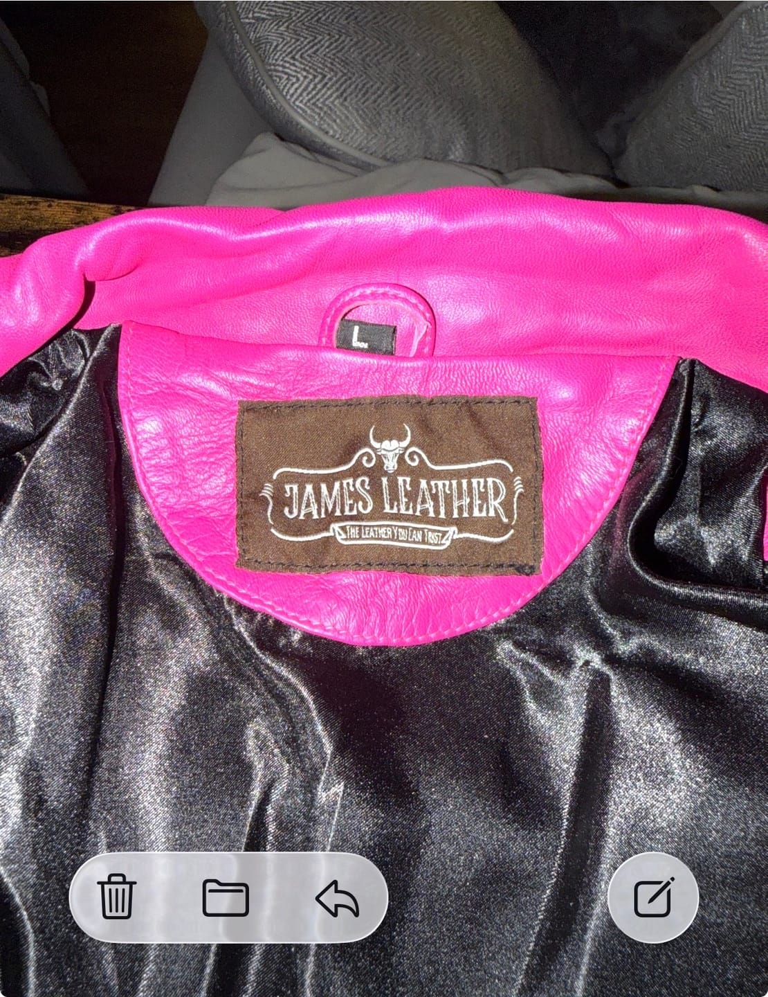 Customer photo review of Sophie Pink Cafe Women Leather Jacket