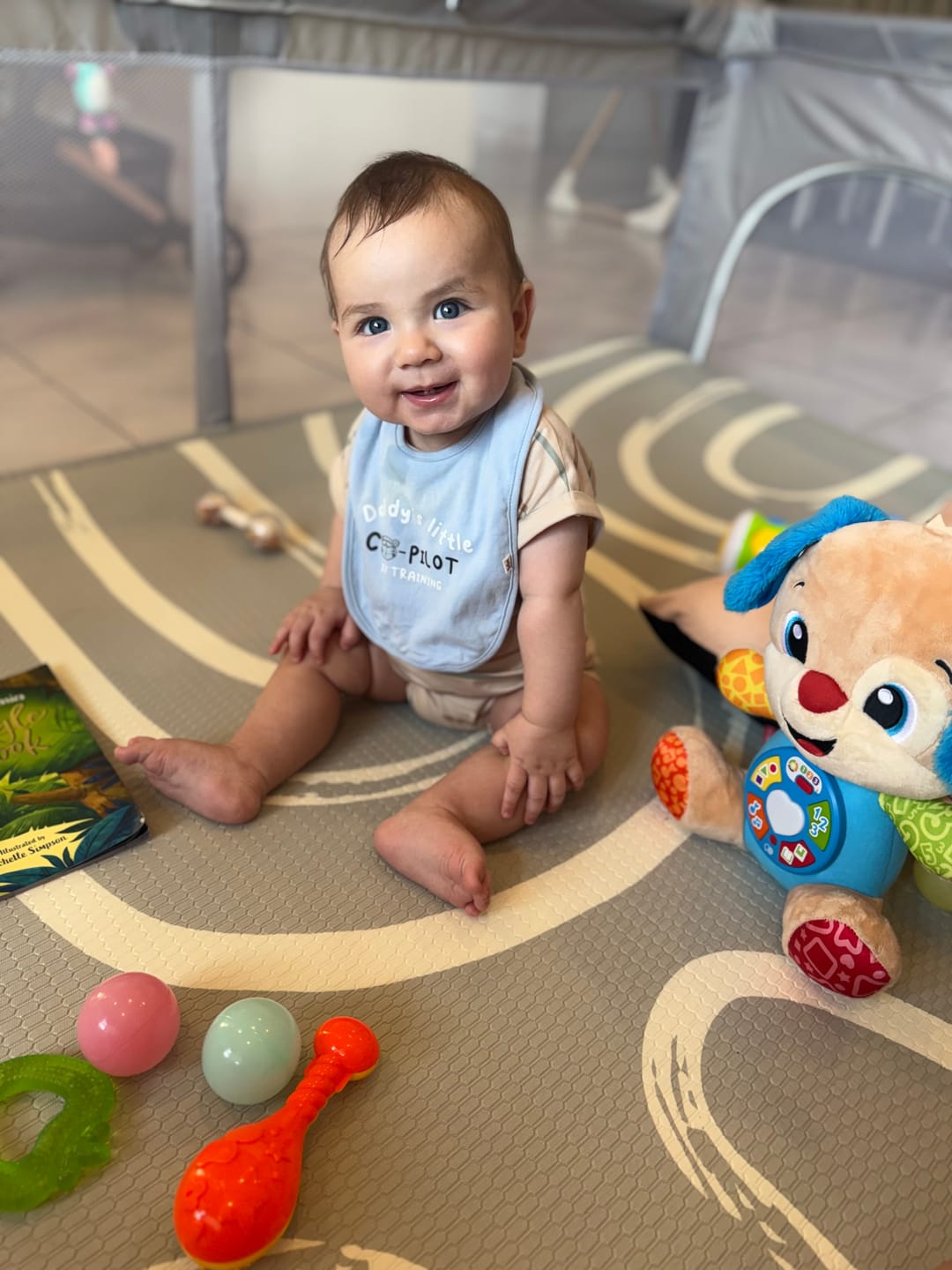 Customer photo review of Grey Brush Stroke & Alphabet Play Mat