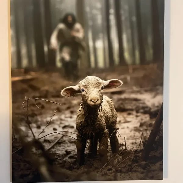 Customer photo review of Jesus Saving Lost Lamb Canvas, Christian Wall Art, Good Shepherd Faith Canvas Print