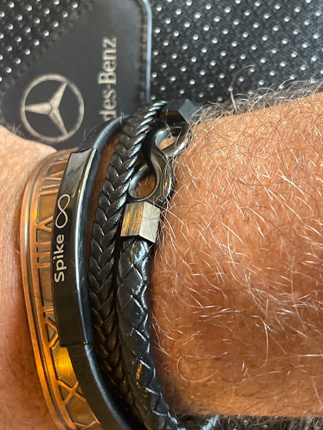 Customer photo review of TriUnity Black Infinity Leather Bracelet