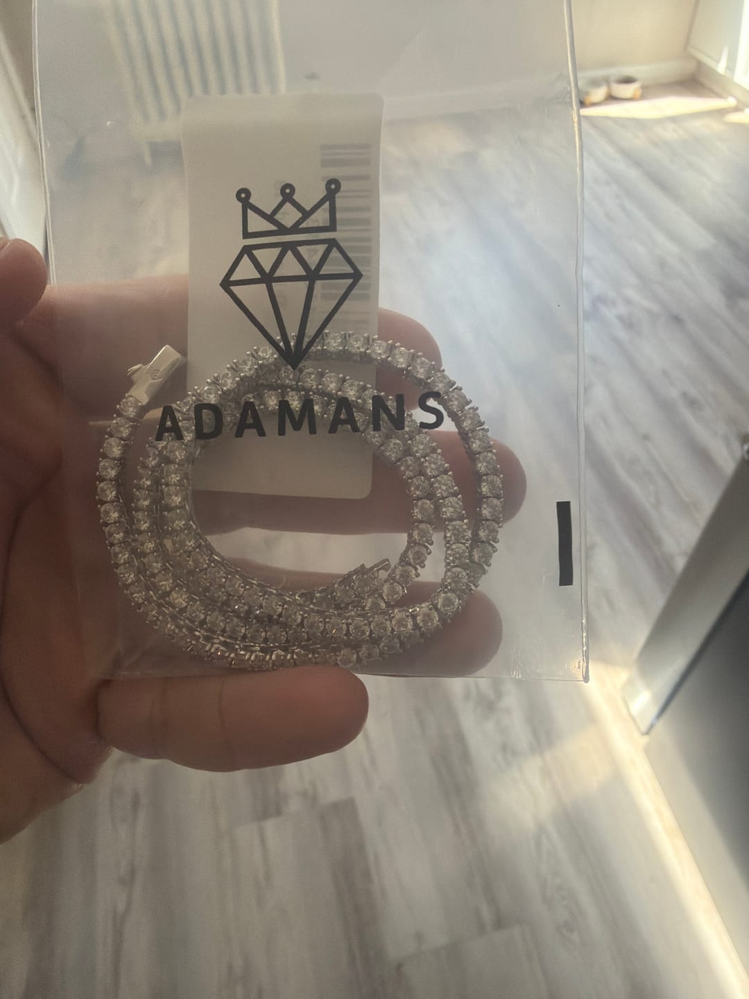 Customer photo review of 3mm Moissanite Tennis Chain - Silver - D Colour - VVS1