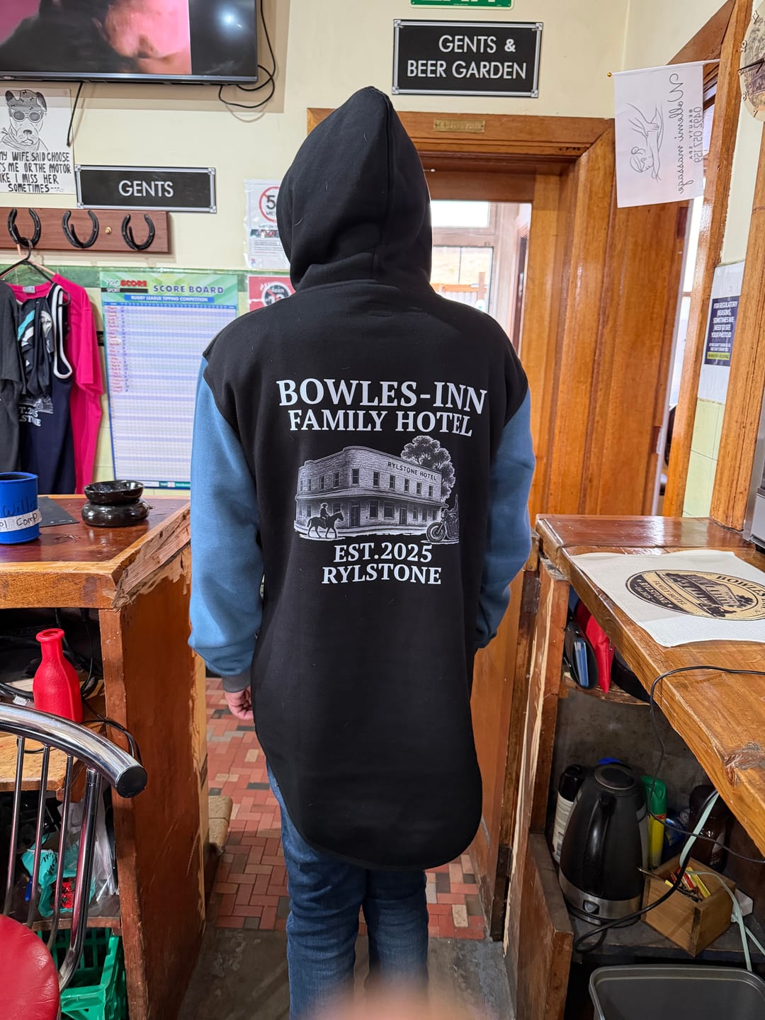 Customer photo review of Slate Blue, Black & Smoke Grey | Half Zip Long Tail Hoody