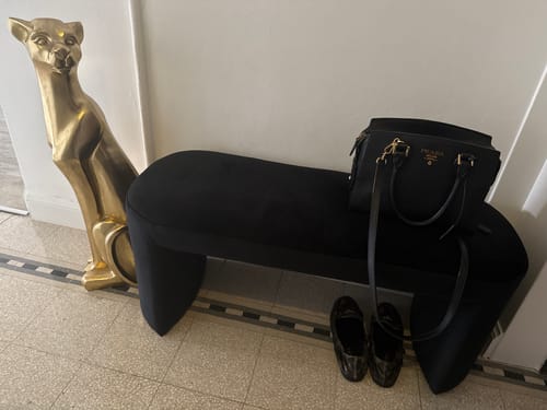 Customer photo review of RIGA - Banc style scandinave en velours noir
