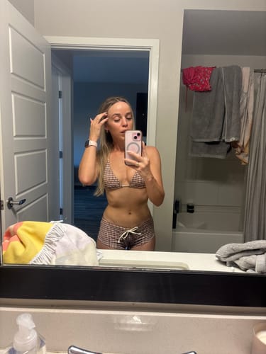 Customer photo review of Seamolly Gingham Halter Triangle Boyshorts Bikini Set