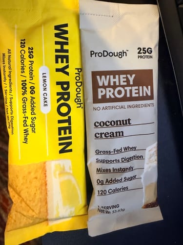 Customer photo review of Whey Protein Powder - Single Serving Sample Stick Packs