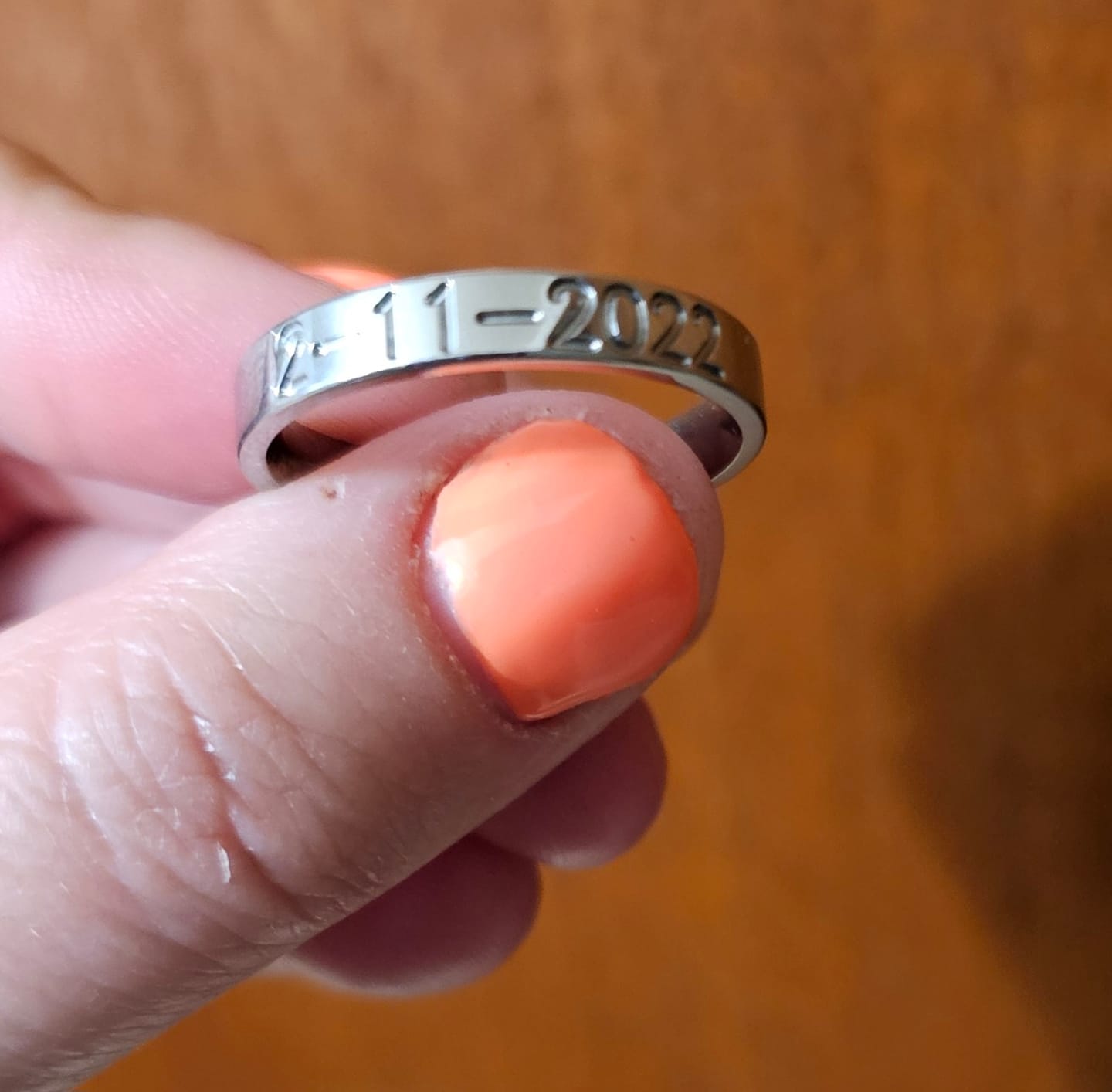Customer photo review of Slim 4MM Duck Band - Customize with Initials OR Date