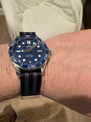 Customer photo review of Navy Blue Bond Premium Nylon Watch Strap