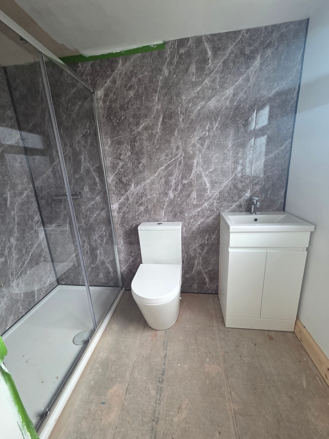 Customer photo review of Premium Pietra Marble Gloss Shower Wall Panel – 1M x 2.4M