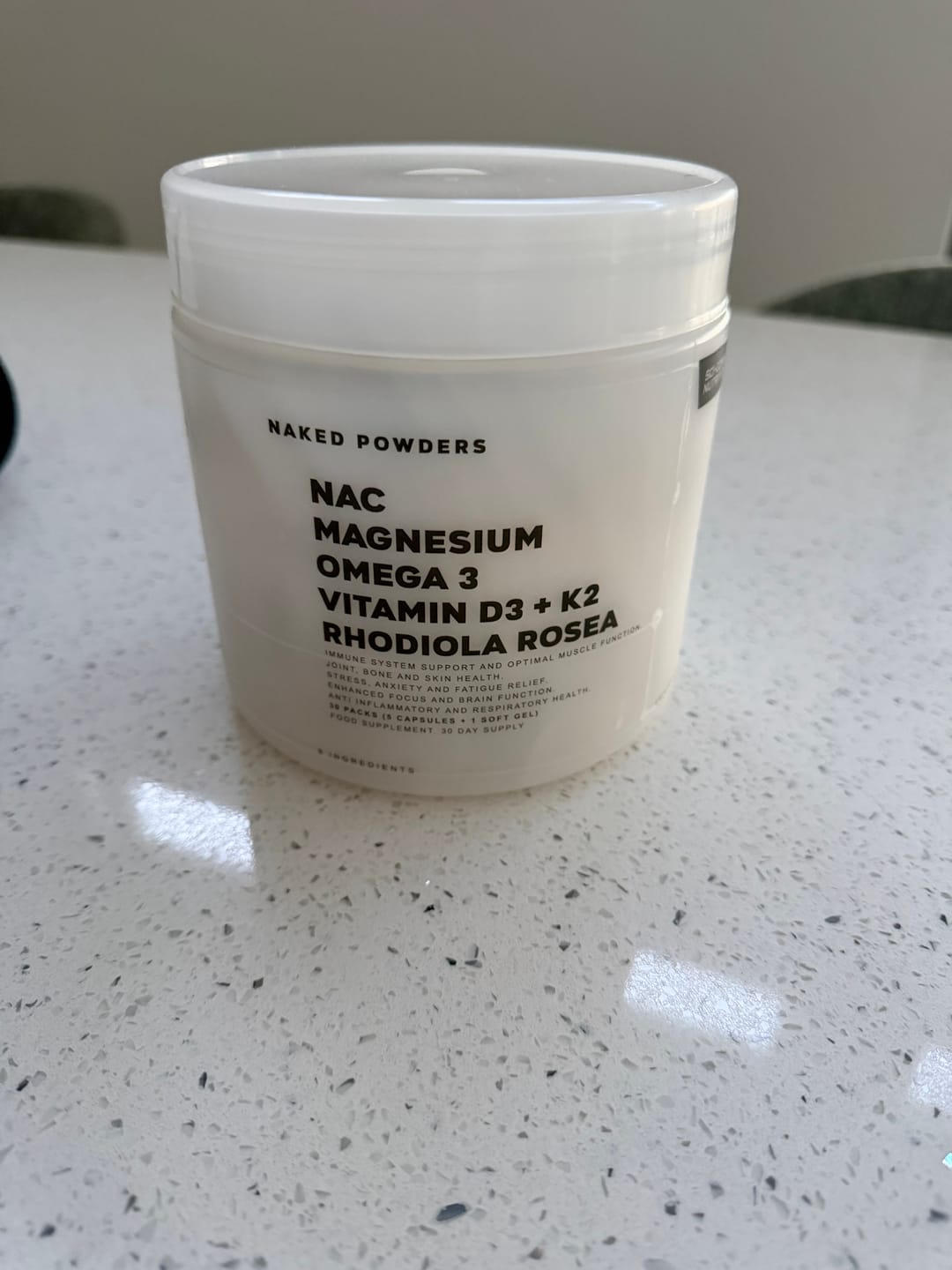 Customer photo review of NAC, Magnesium, Omega 3, Vit D3 + K2, Rhodiola Rosea - 30 daily packs