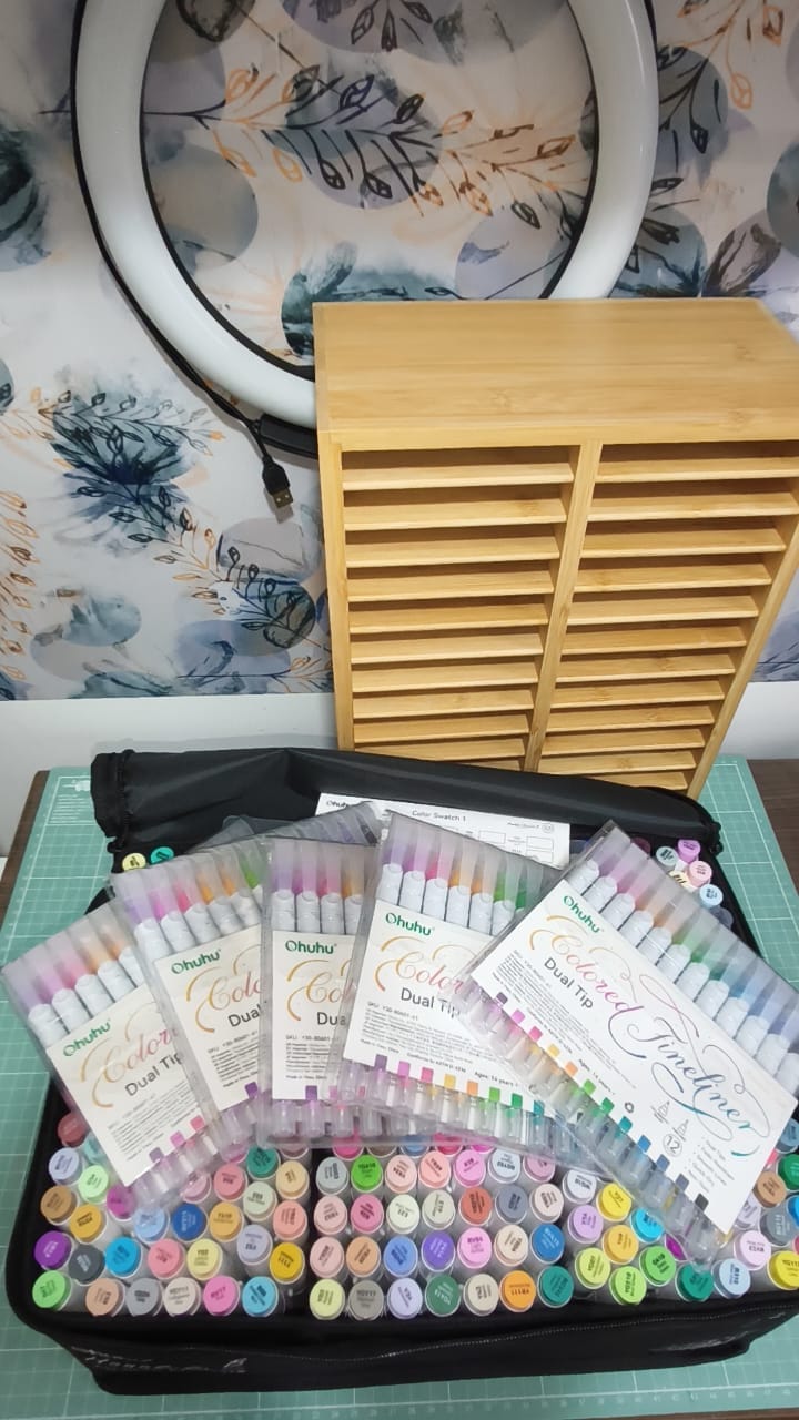Customer photo review of Ohuhu Bamboo Marker Organizer (Brazil Domestic Shipping)