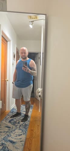 Customer photo review of 021 ESSENTIAL DROP-CUT POCKET TANK