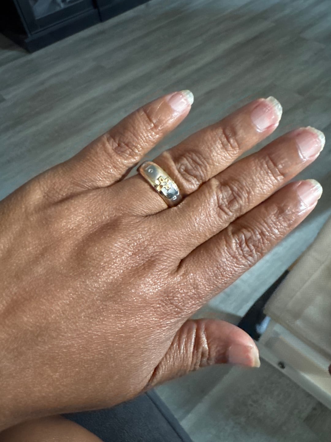 Customer photo review of FREE Today: Modern Style Two-tone Gold Cross Alloy Ring-With God All Things Are Possible
