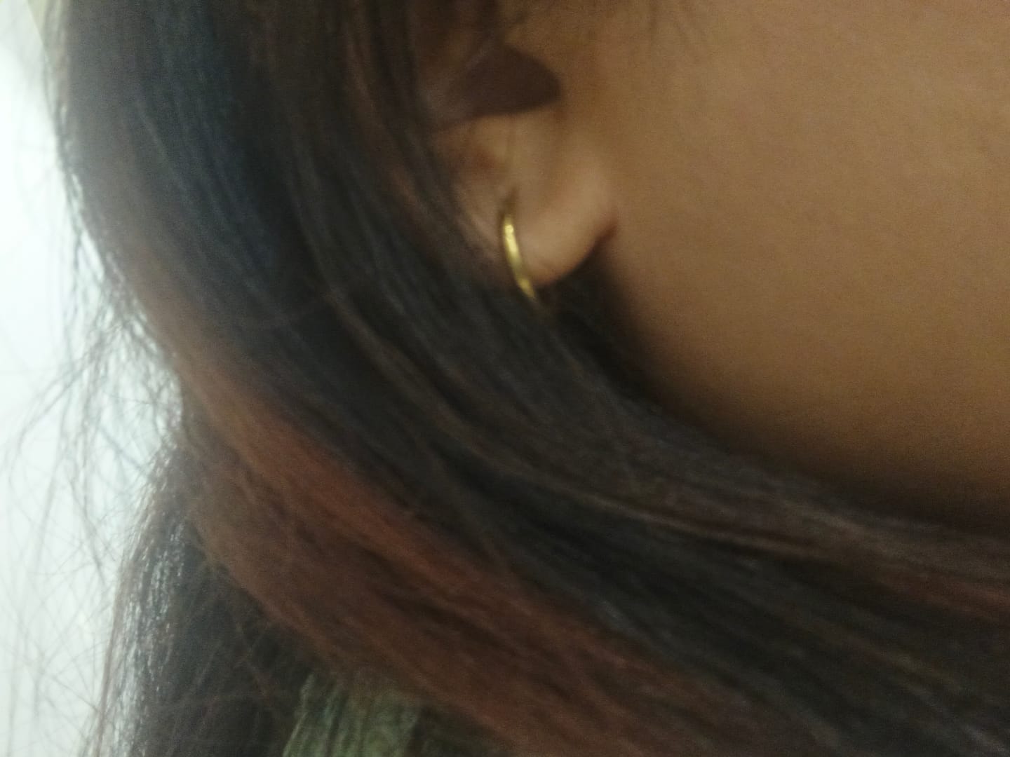 Customer photo review of Small Heart Hoop Earrings